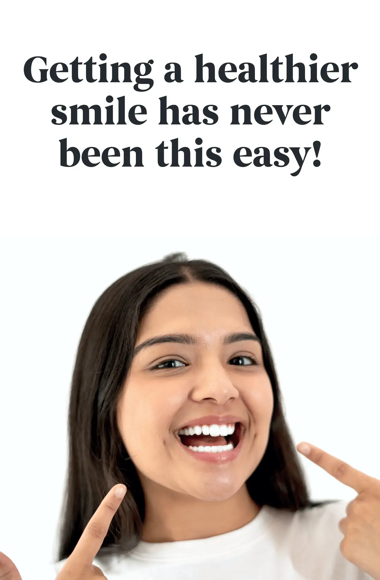 Woman smiling and showing her clean and white teeth