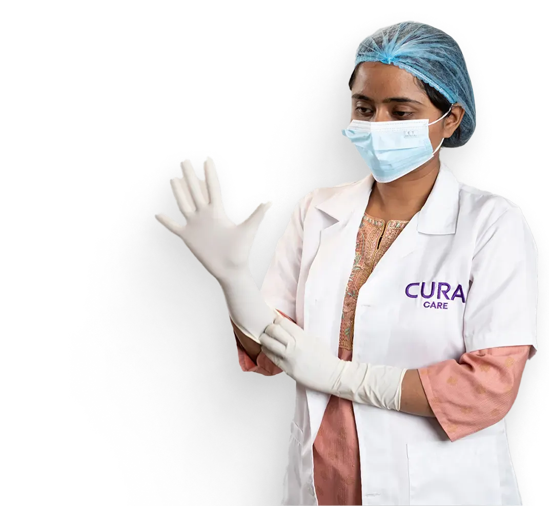 Dentist wearing gloves